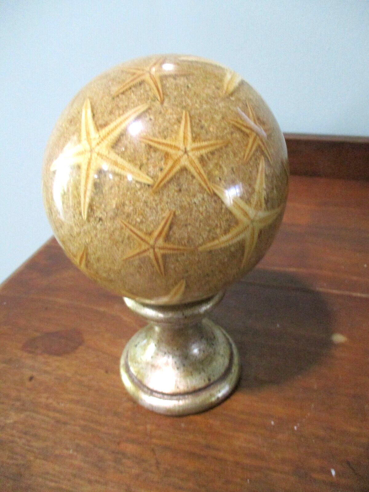 Murano Ocean starfish on sand sphere globe Curtain Rod Finial