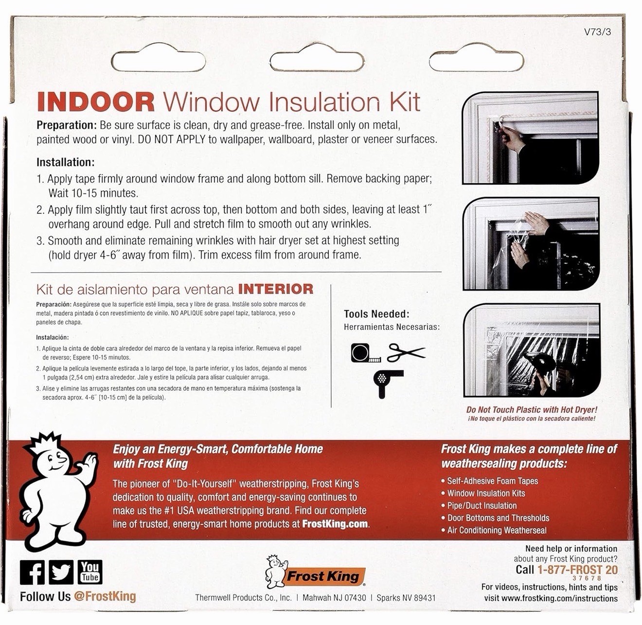 Lot Of (2) Frost King Window Winterizing Insulation Shrink Kit 42in x 62in
