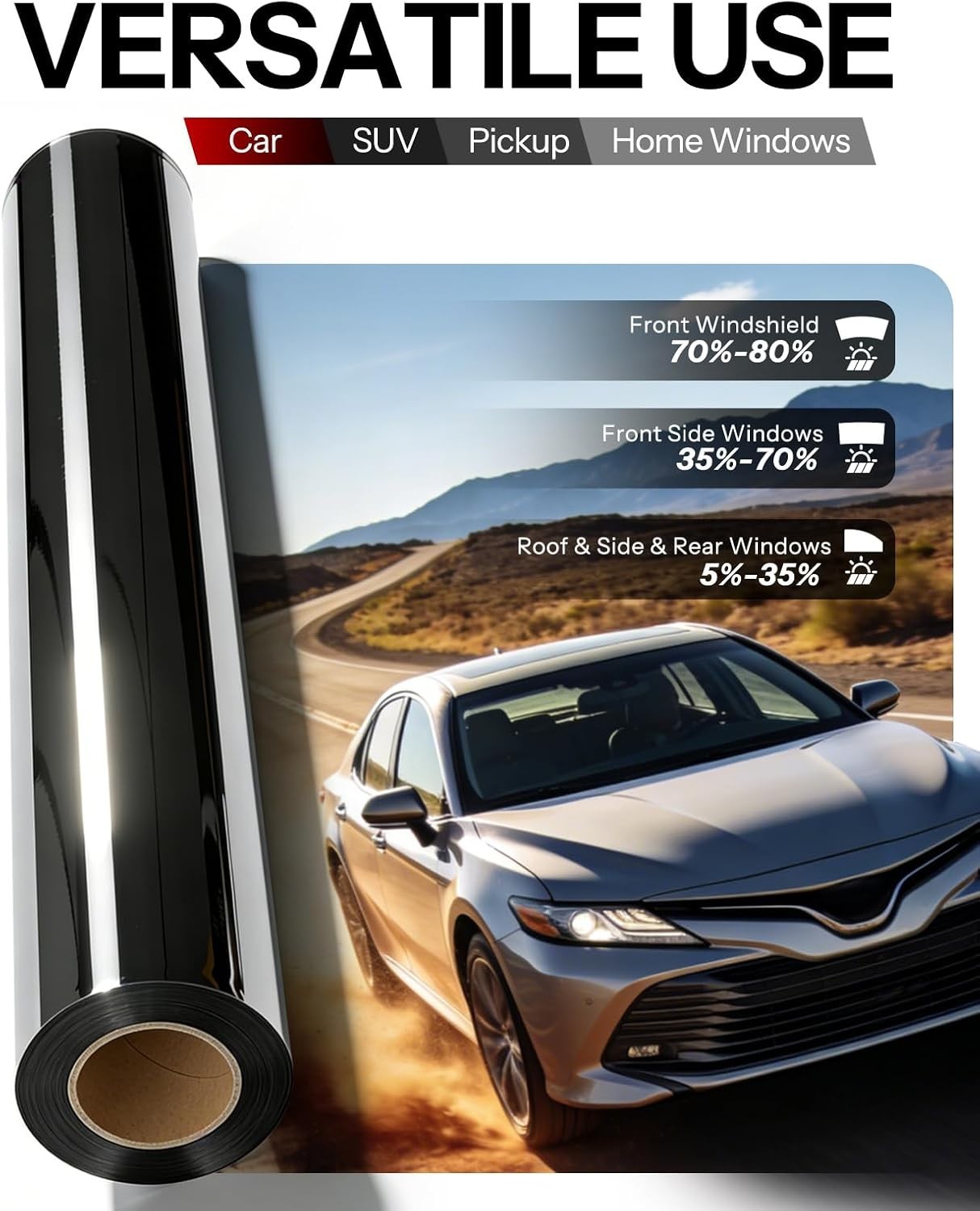2-Ply 40″x100′ FT Window Tint Film Roll Choose Shade 5% 15% 20% 35% VLT OakSilk