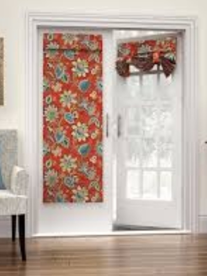 Waverly BRIGHTON BLOSSOM GEM Red Blue Floral FRENCH DOOR Panel Modern Farmhouse