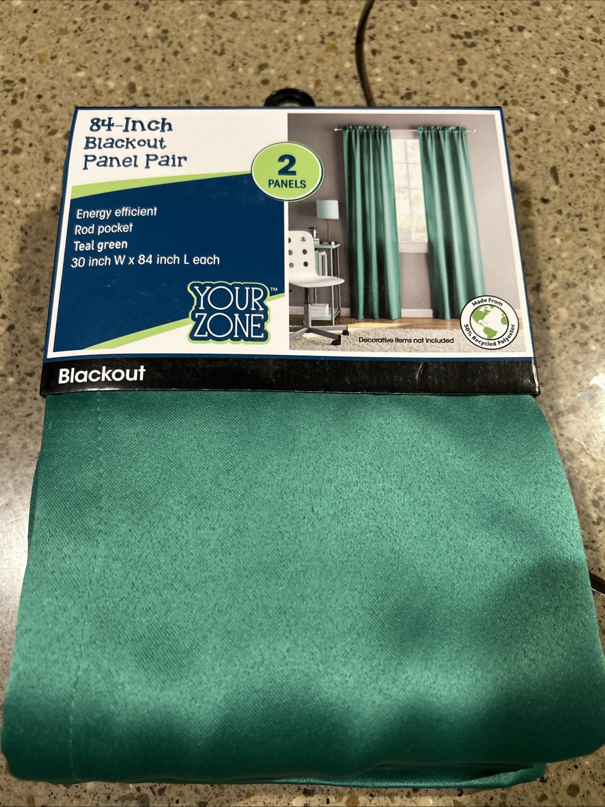 Your Zone Blackout 2 Panels Teal Green 30 Inch W By 84 Inch L