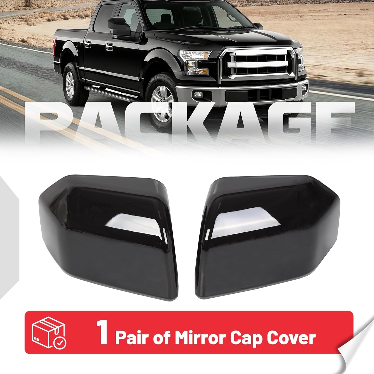 Gloss Black Side View Mirror Covers Upper Driver Passenger Pair ECOTRIC