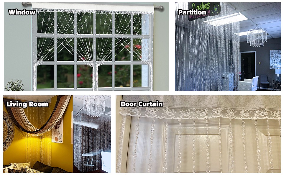 Crystal Beaded Curtain Door Curtains Room Divider Hanging Diamond Acrylic Beads