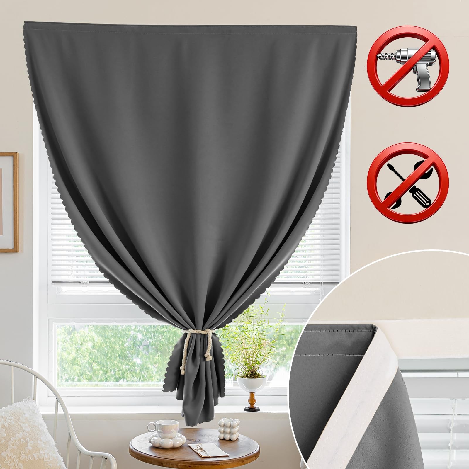 Adhesive Blackout Curtains, Adhesive Window Cover, No Drill Easy Install, Ren…