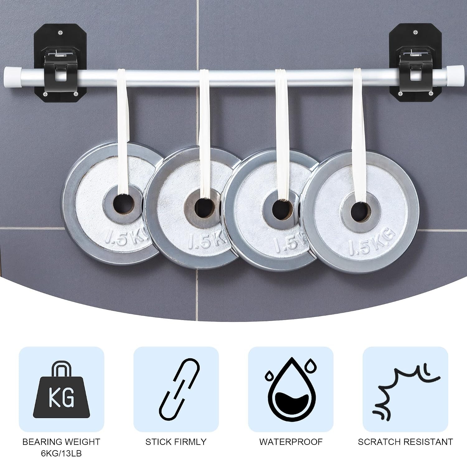 8PCS Upgraded No Drill Curtain Rod Brackets No Drilling Self Adhesive Curtain