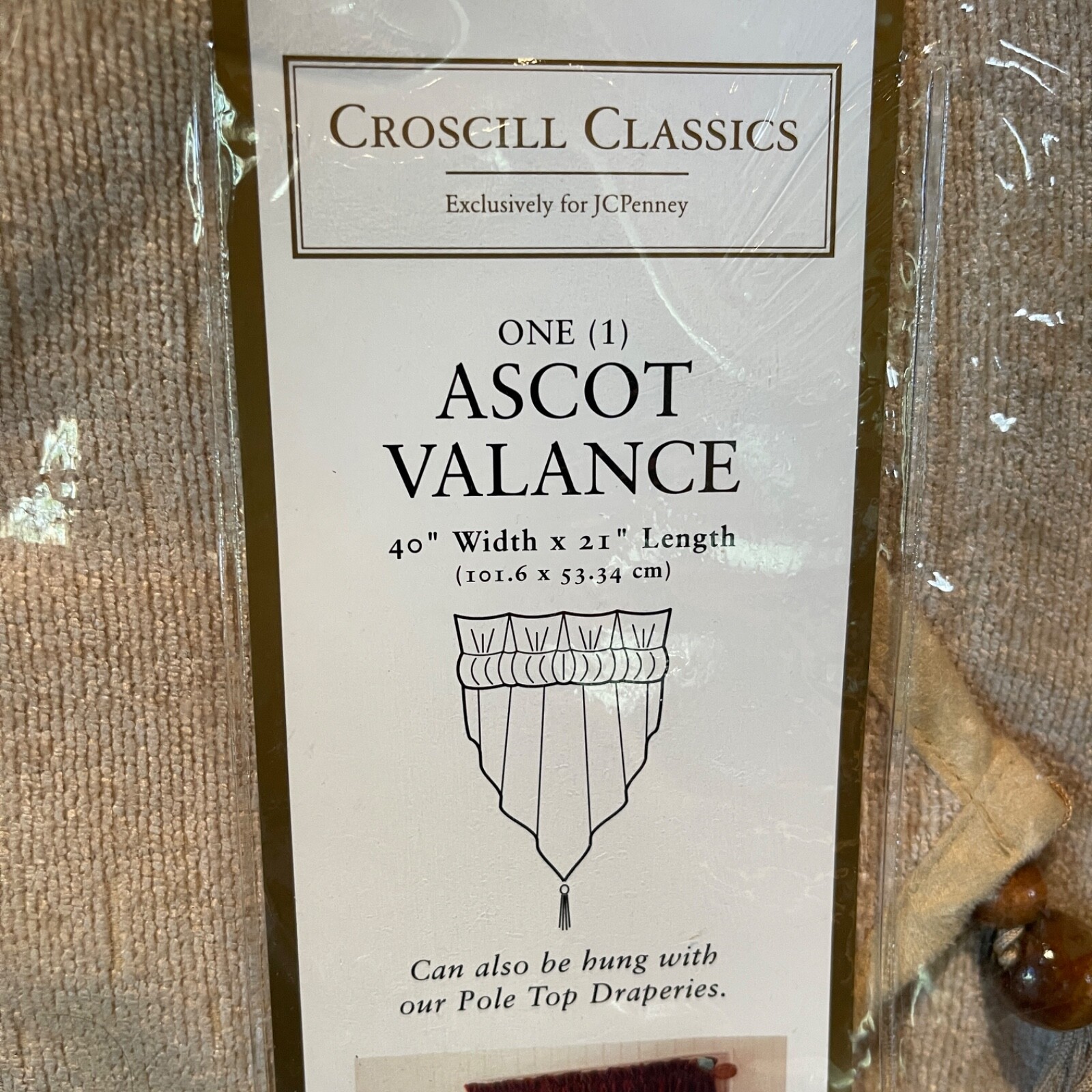 Croscill Classics Ascot Valance 40” x 21” “Clifton” in Khaki Style #9039