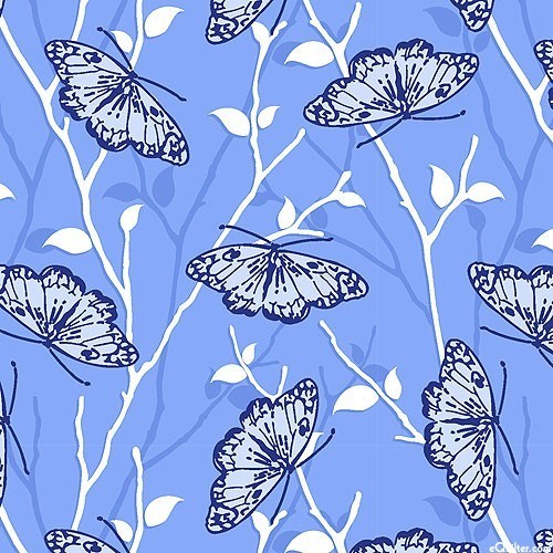 Curtain Valance – Butterfly Blues Open Butterflies Blue Cotton