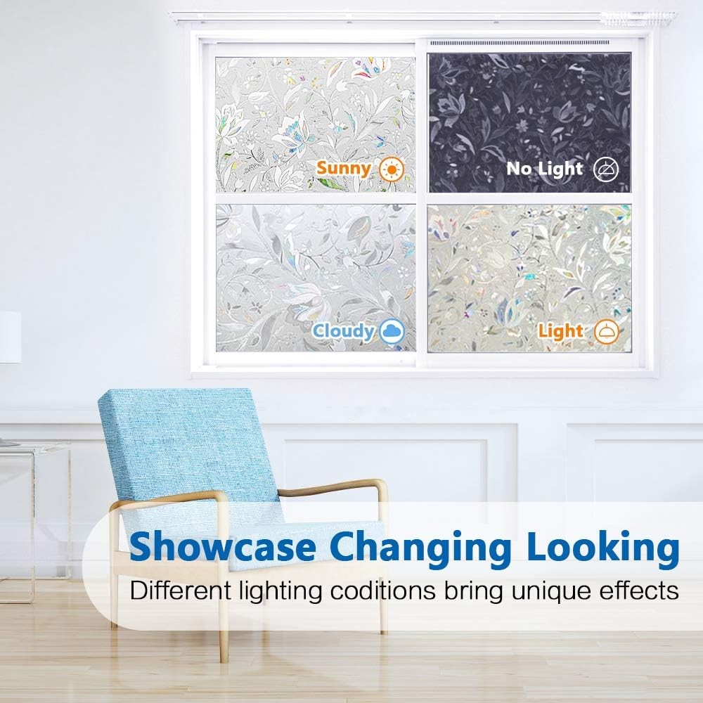 Window Privacy Film, Frosted Removable Glass 17.5" x 78.7", White
