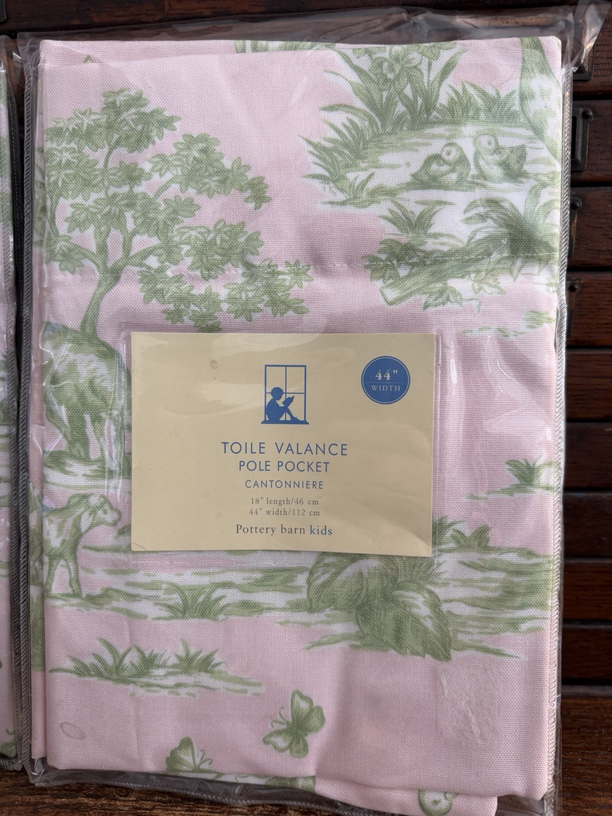 Lot 2: New Pink Woodland Pottery Barn Kids Toile Valance Pole Pocket 44” Set NIP
