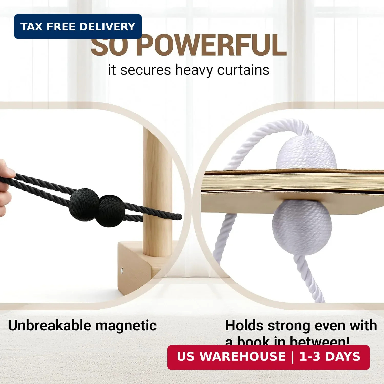 Magnetic Curtain Tiebacks Black 2 Pack Curtain Holdbacks Clips Hooks