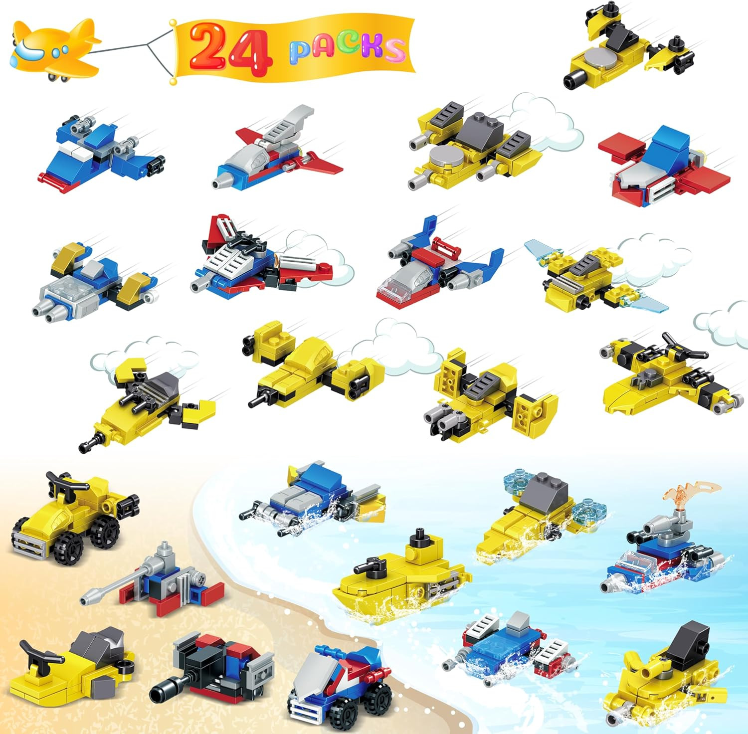 Advent Calendar 2025-24 Packs Transform Robot Building Blocks, 12-in-1 Party Fav