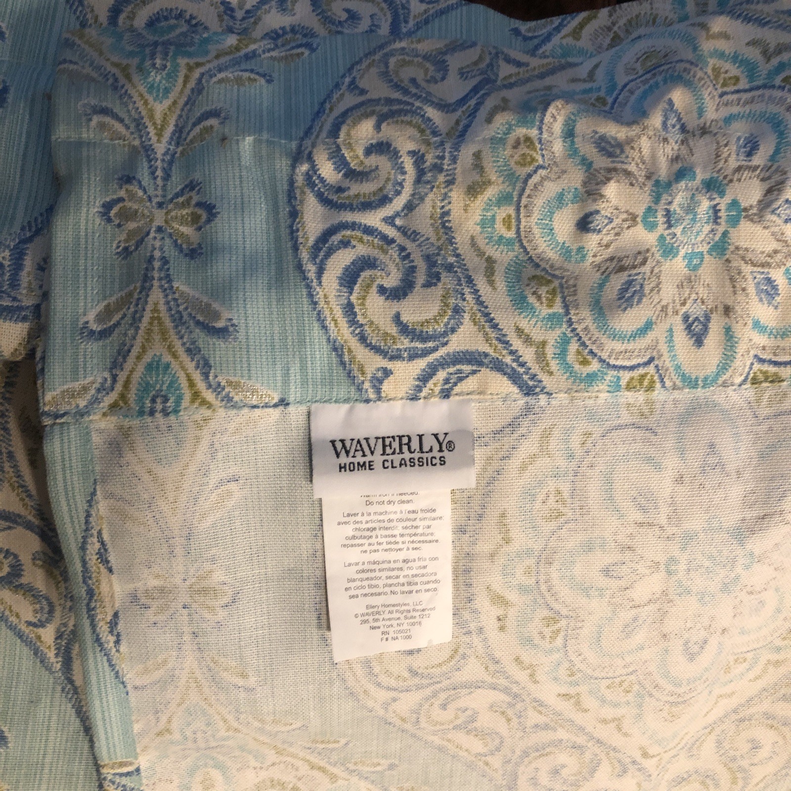 WAVERLY MOONLIT MEDALLION CELESTIAL TURQUOISE IKAT BLUE GREEN (1) VALANCE 52X18