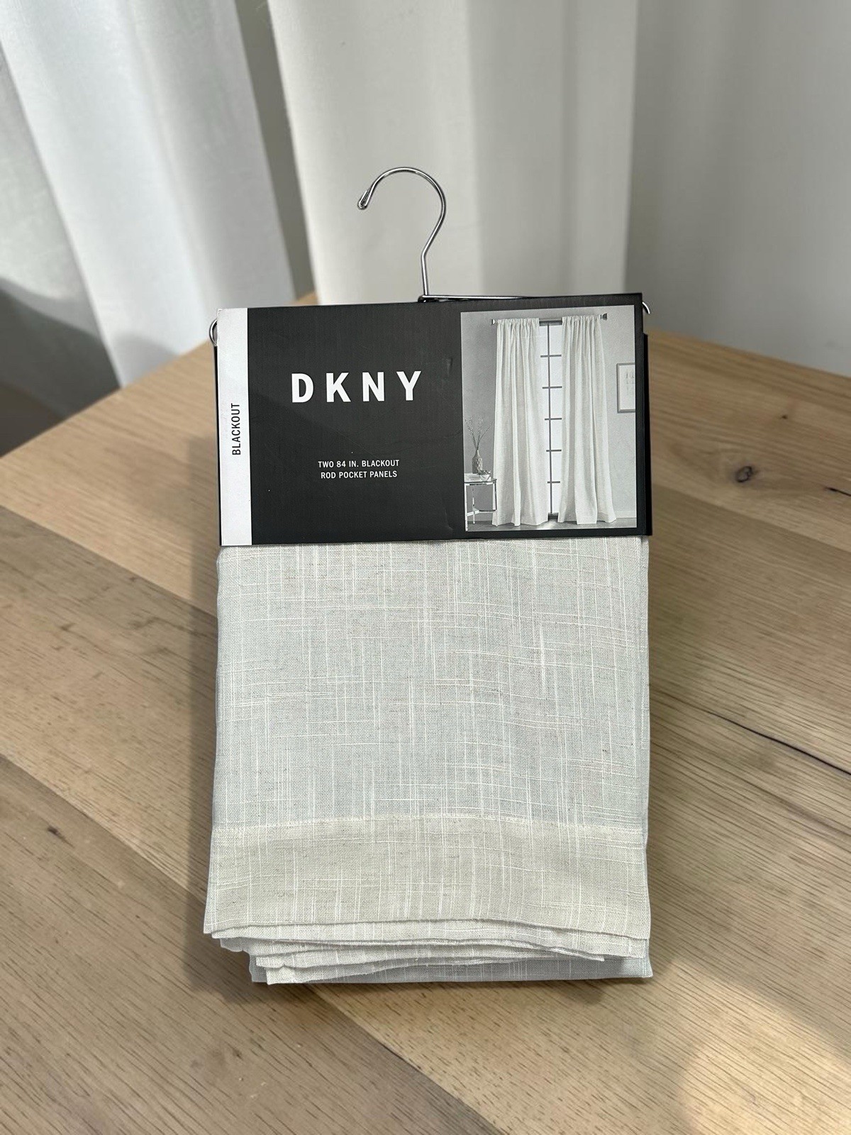 DKNY BLACKOUT Lined Window Curtains Panels drapes Classic LINEN Natural 50”x84”