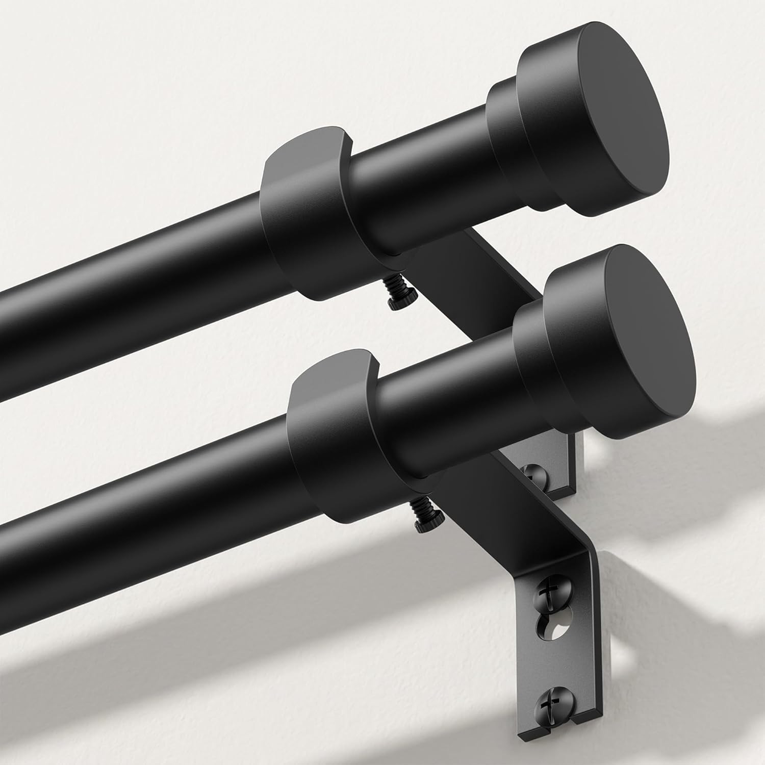 Curtain Rods 2 Pack 36-91 Inch, Black 1 Inch Adjustable Heavy Duty Curtain Rods