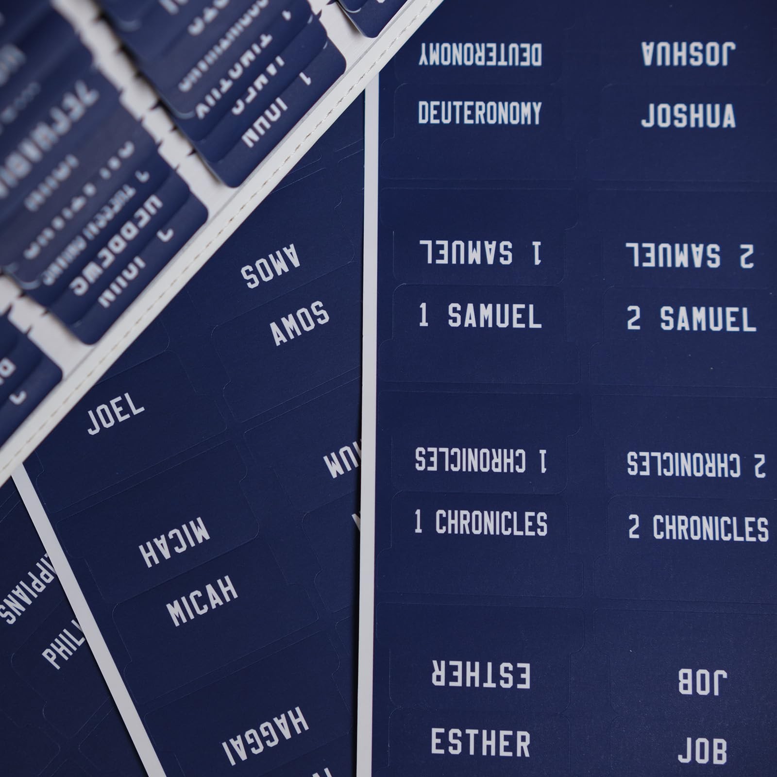 80 Laminated Bible Tabs Large Print Peel and Stick Index Stickers for Study Blue