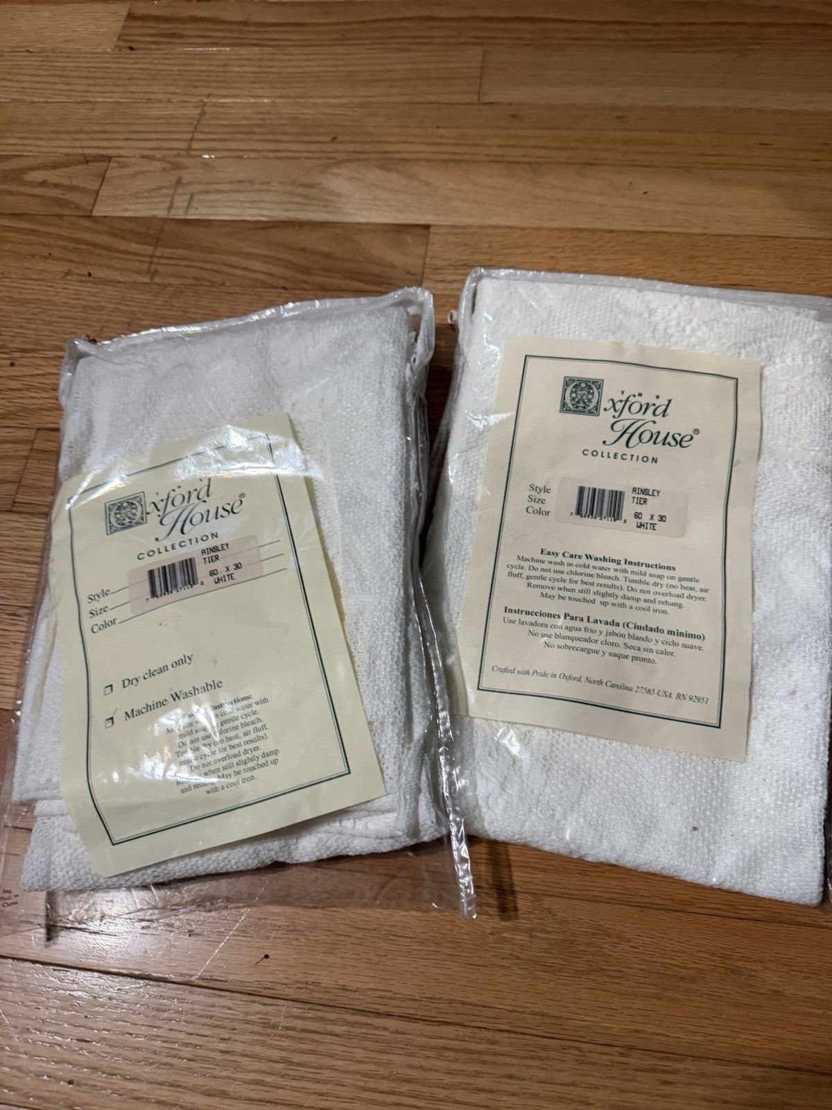 Two White Lace Window Valances 60 x 30 Oxford House Ainsley Tier New In Package