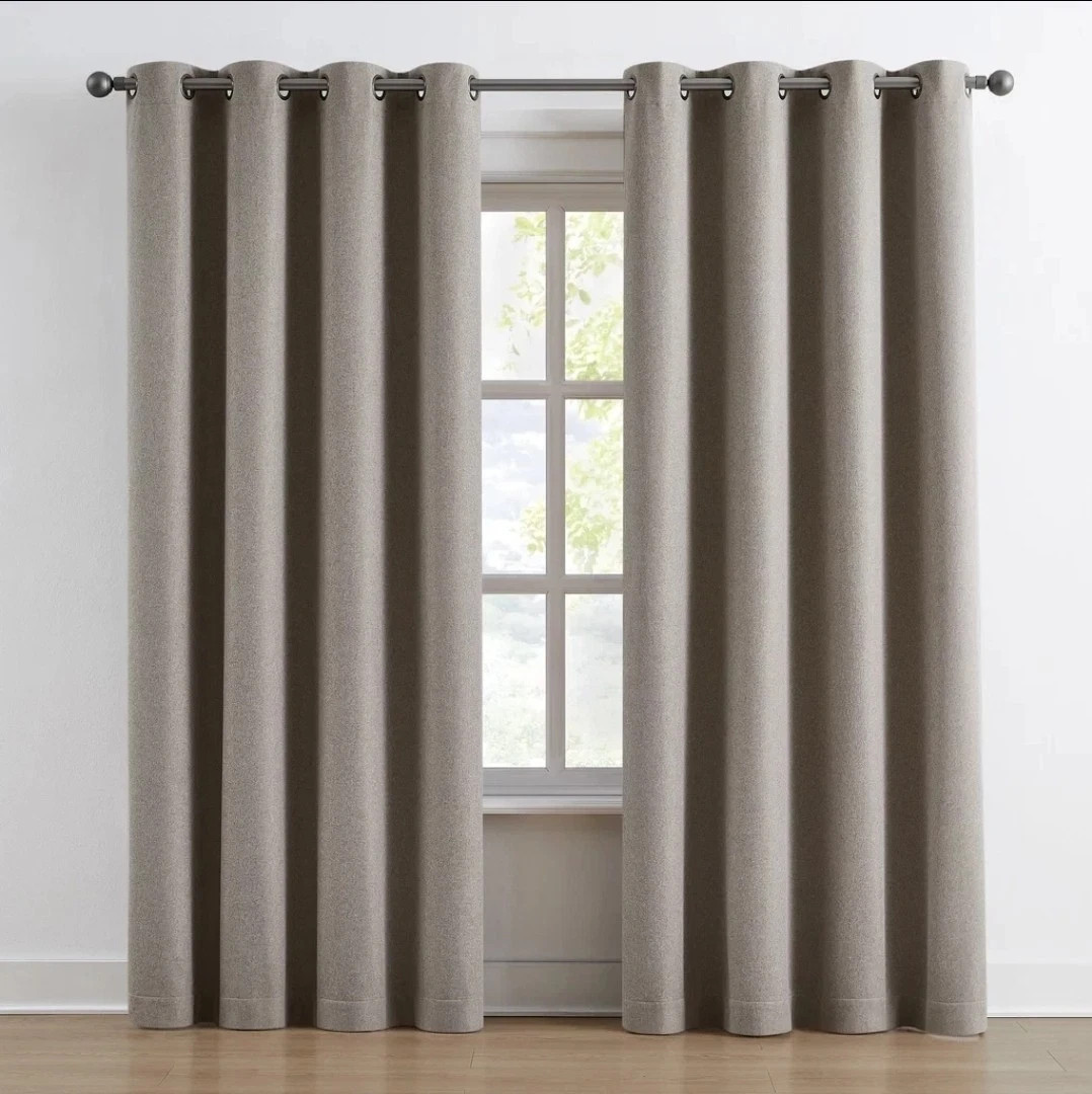 100% Blackout Curtains 52×84 Each -2 Pack Magnetic Closure Beige Window Panels