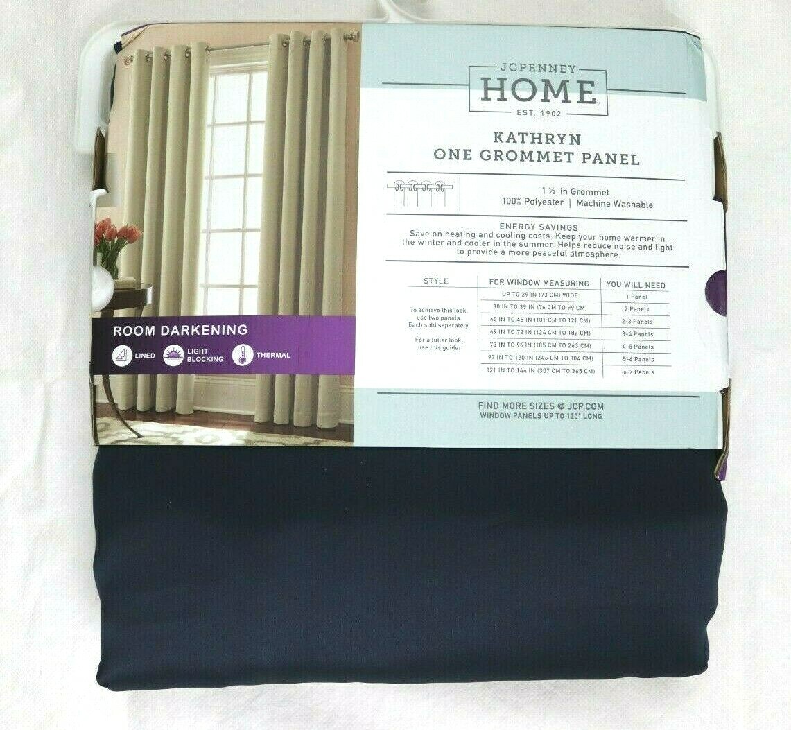 New Liz Claiborne 50x 95 JCP Kathryn Mood Indigo Navy Blue Grommet Curtain Panel