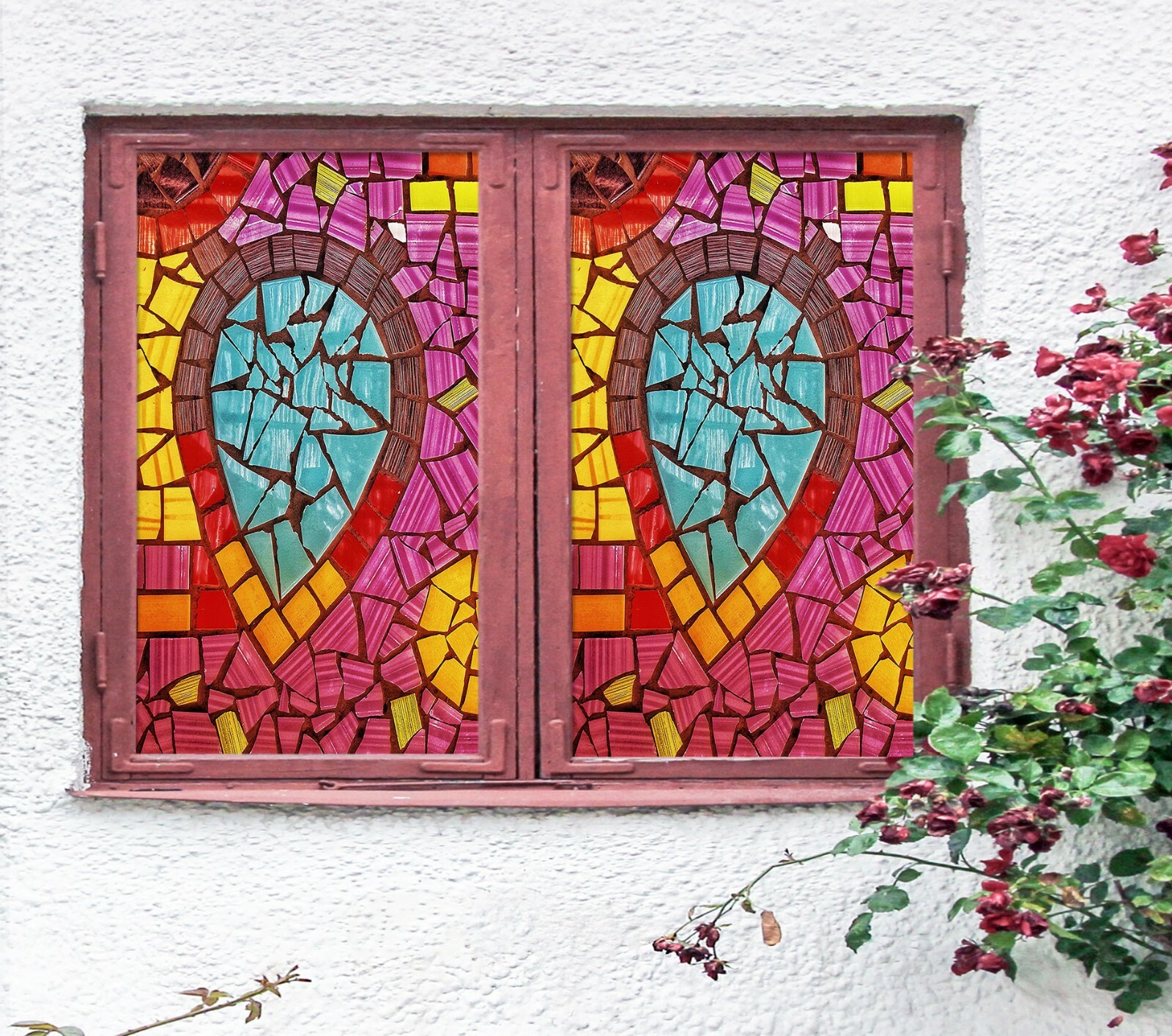 3D Pink Triangle A610 Window Film Print Sticker Cling Stained Glass UV Zoe
