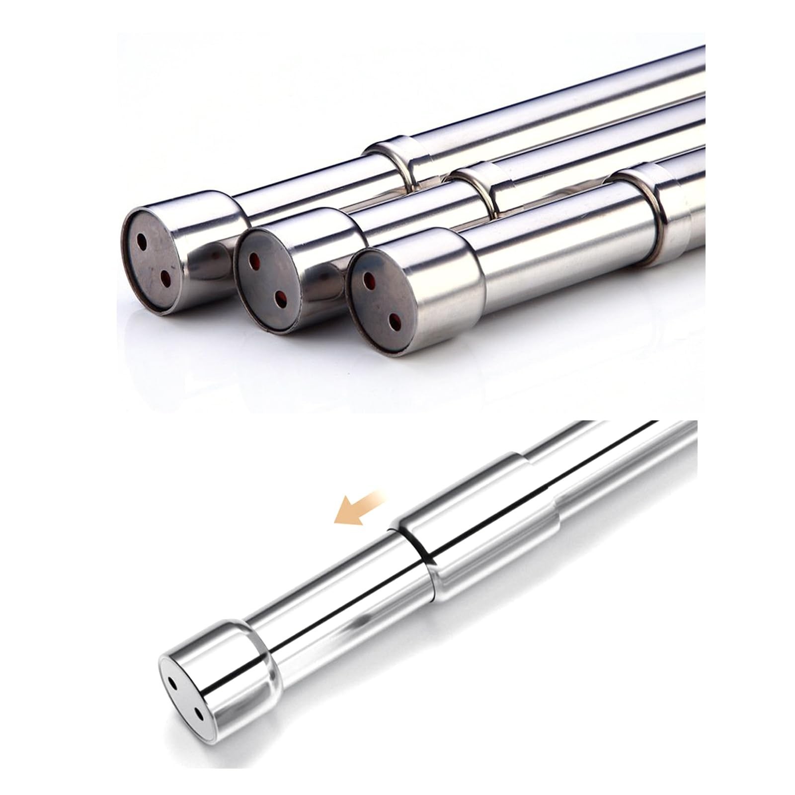 Hanging Closet Rod Heavy Duty with End Caps Adjustable Closet Rod 16-26 Inche…