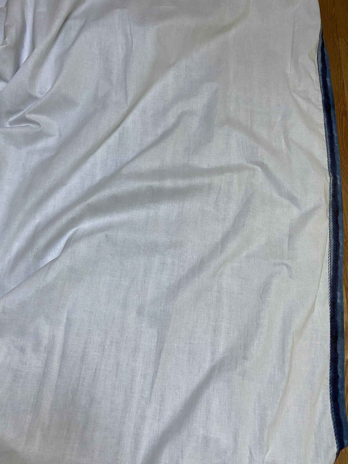 PAIR Custom DESIGNER Linen Indigo Blue Stripes Lined Panels DRAPES 91”x24”NEW
