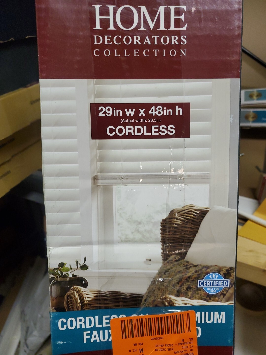 29″ X 48″ Home Decorators White Cordless 2 1/2″ Premium Faux Wood Blind Rn Darke