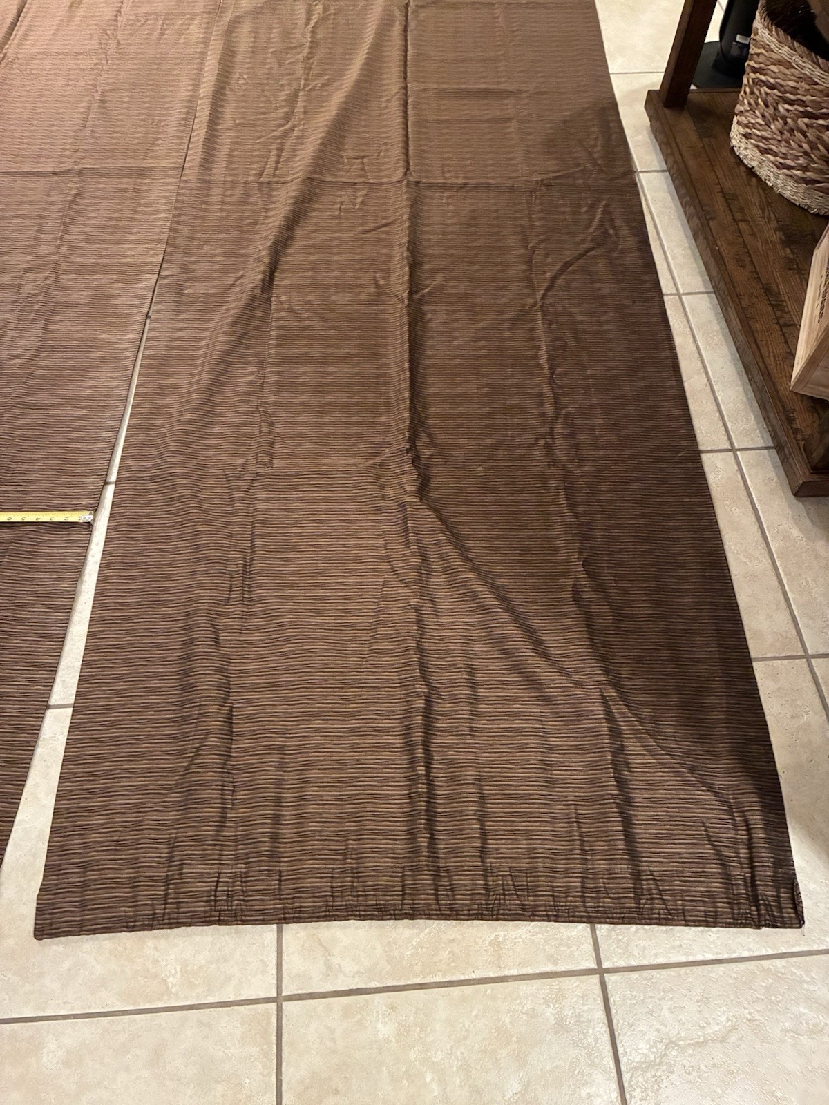 2 Custom Drapes. Chocolate Brown Black Tan Lined Each 3 Ft Wide 129 In Tall