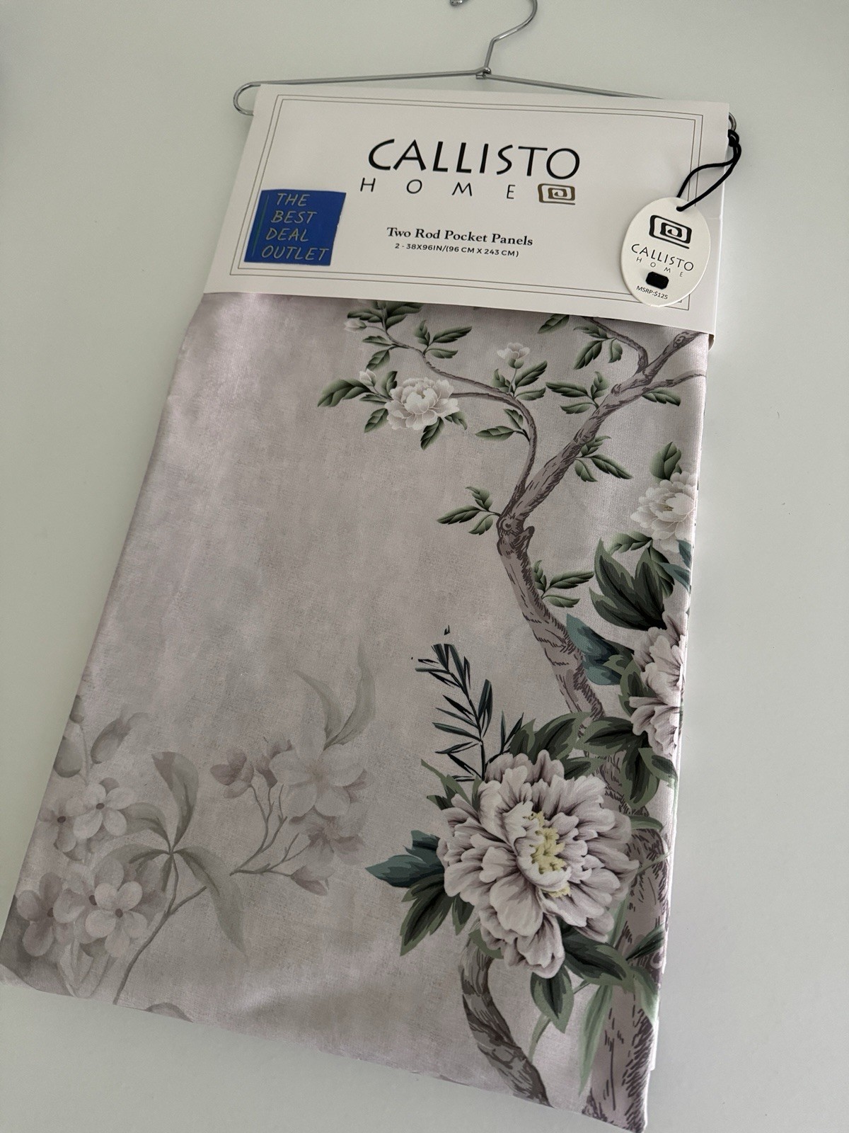 CALLISTO Window Curtains 2 Panels 38 X 96″ Heron Birds Drapers Back Tab Grey