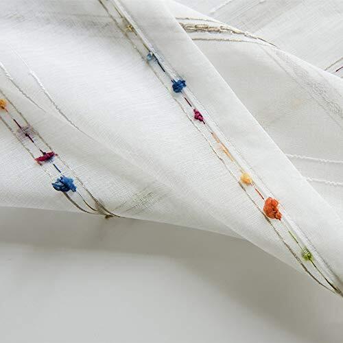 Faux Linen Stripe Pattern Sheer Curtains for W39 x L84 Inch Sheer 16