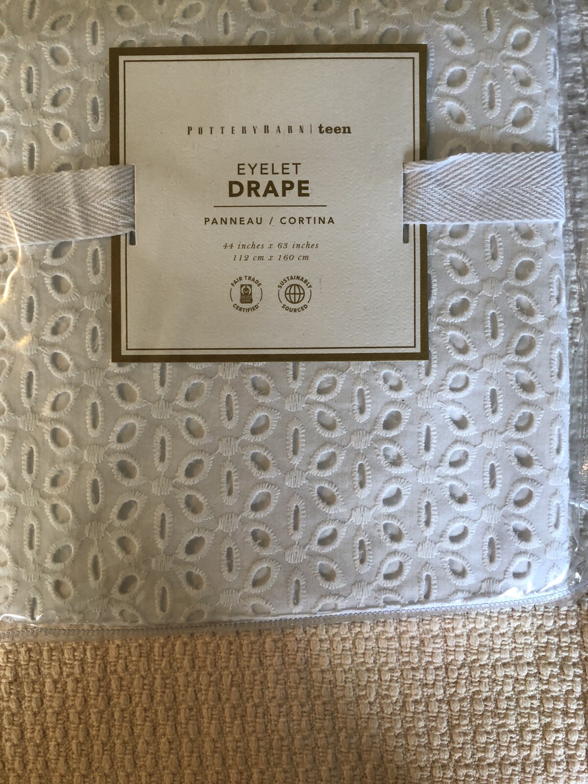Set/2 Pottery Barn 44 x 63 Eyelet Pole Top Drapes White Absolutely Gorgeous