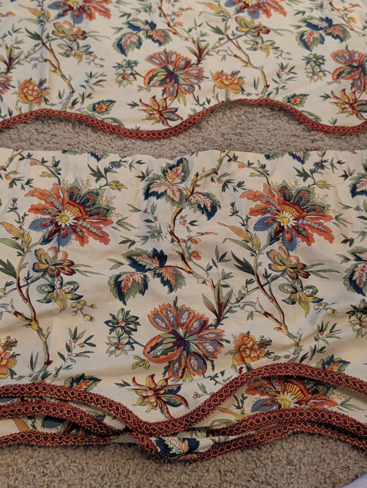 Waverly Felicite Floral Window Valance Curtains Set Of Two with Grimp Trim 50×15