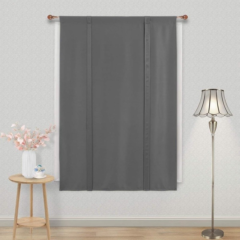 Blackout Tie Up Curtains Soft Polyester Light Blocking Insulation Home Decor New
