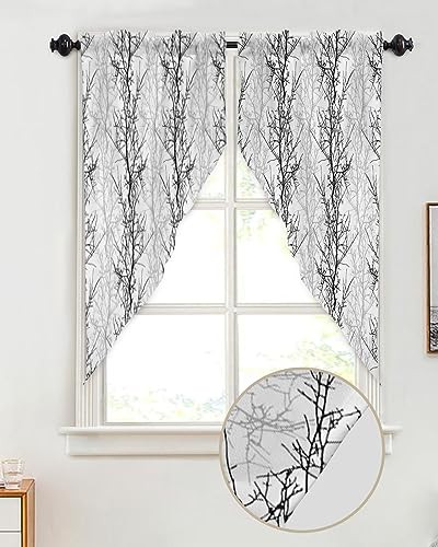 Swag Valances for Windows 2 Pack, Pastoral 36″W x 36″L (Pack of 1) Black Grey