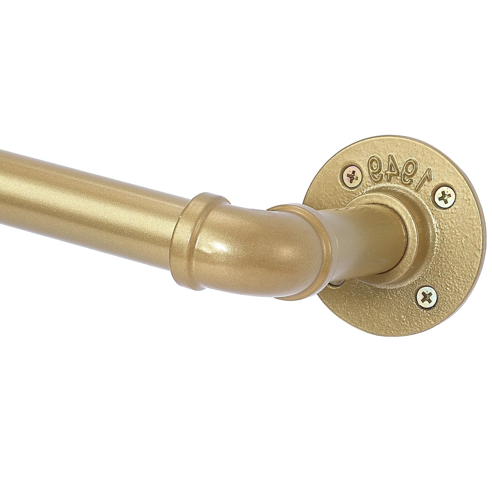 Curtain Rods for Windows 66-130 Inches – Industrial 1-Inch Wrap Around Gold D…