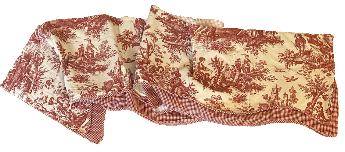 Waverly Red Toile French Country Life Valance Scalloped Layers Red Gingham