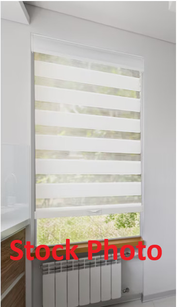 Lumi Home Furnishings 34″x 72″ White Light Filtering Cordless Zebra Roller Shade