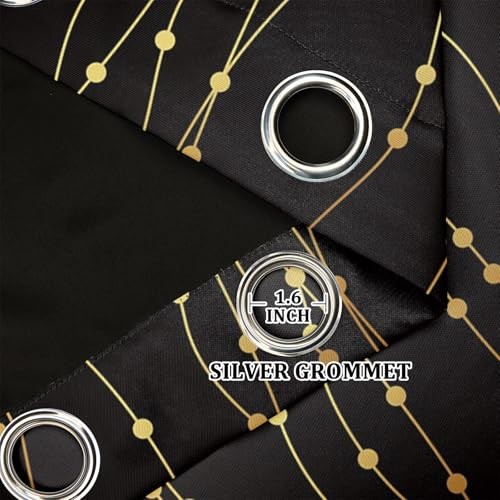 42 x 63 Inch Gold Wave Line Dots Blackout 42″W x 63″L (Pack of 2) Striped-5