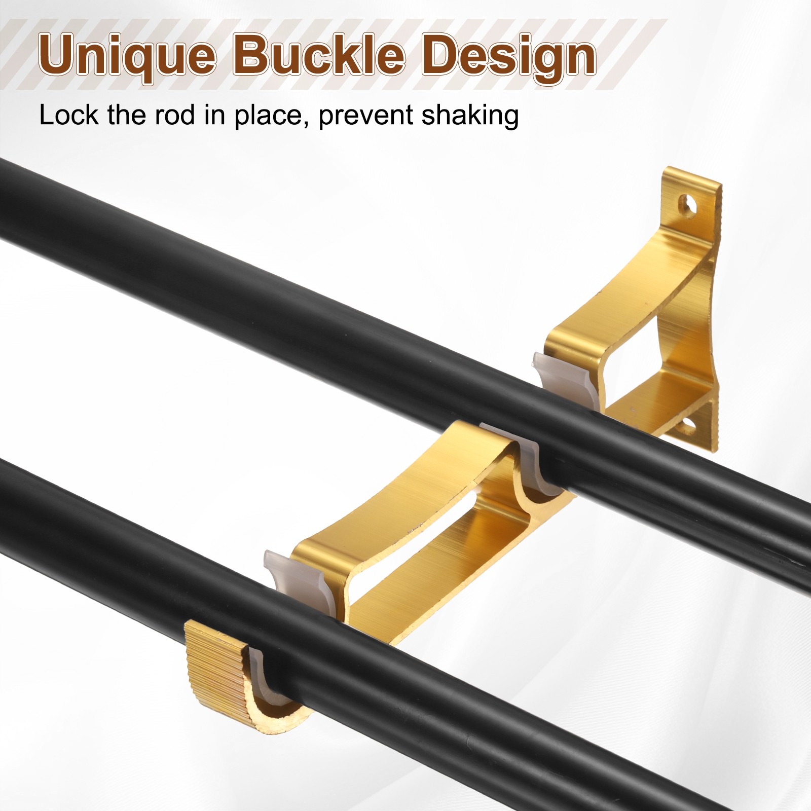 6Pcs Curtain Rod Brackets 210mm Double Drapery Holders for 1″ Rod Black