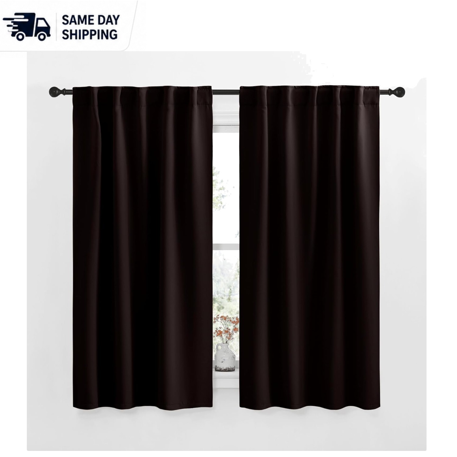 Toffee Brown Blackout Window Curtains Set of 2 – 34×48 Inch for Ultimate Privacy