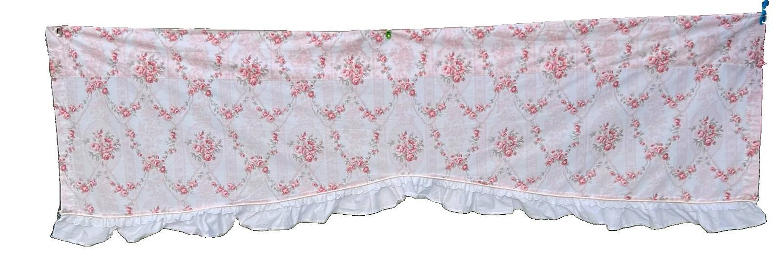 Vintage Jessica McClintock Gunne Sax Valance 25×82 Pink Rose Floral Cottage Bibb