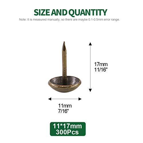 Keadic 300Pcs [ 7/16″ in Diameter] Antique Upholstery Tacks 7/16″(300pcs)
