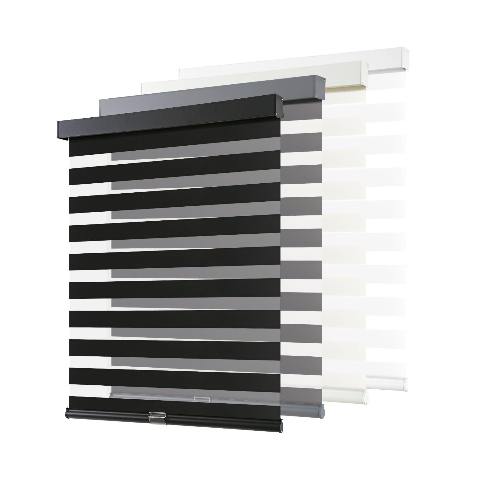 Cordless Zebra Blinds Light Filtering Dual Layer Window Shades 20W x 72H Black