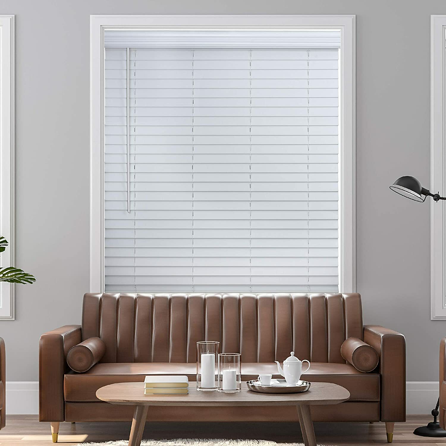LOTUS & WINDOWARE Cordless 2″ Faux Wood Blind with Valance, 40″ x 60″, White