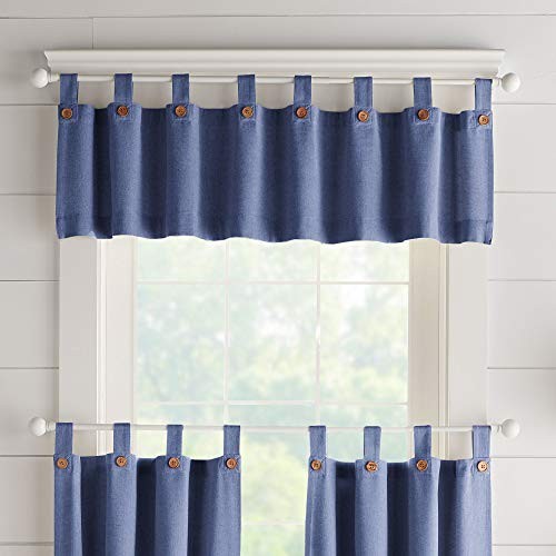 Home Fashions Tucker Button Solid Window Valance 60″W x 15″L (Pack of 1) Blue