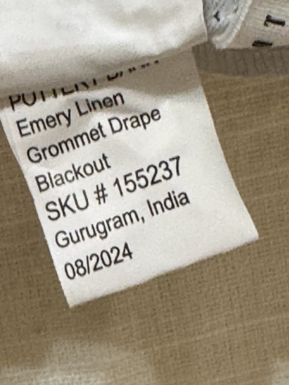 New Pottery Barn 50 x 96 Emery Linen Bronze Grommets Blackout Curtain, Ivory