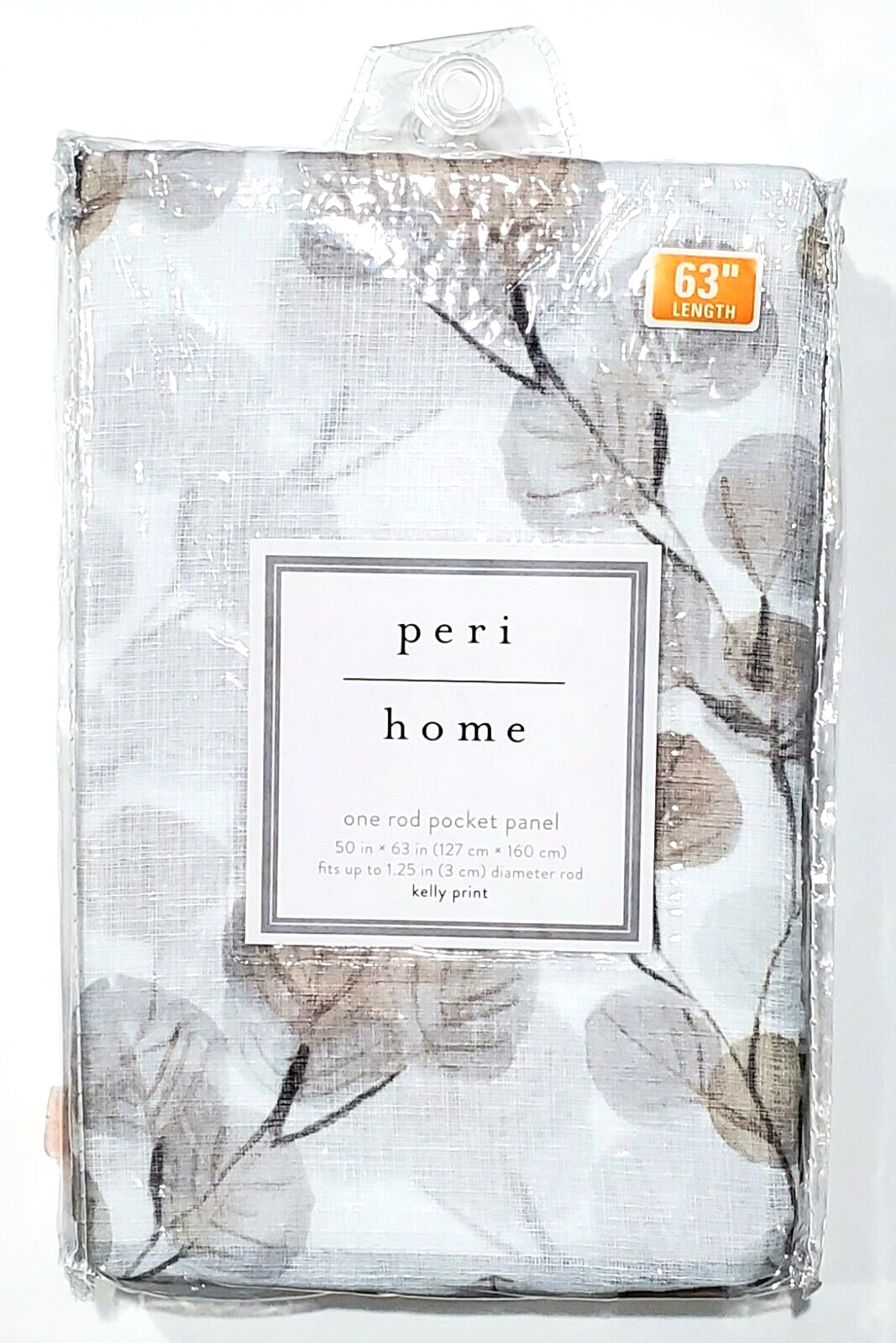 Peri Home One Rod Pocket Panel 50x63in Kelly Print Grey