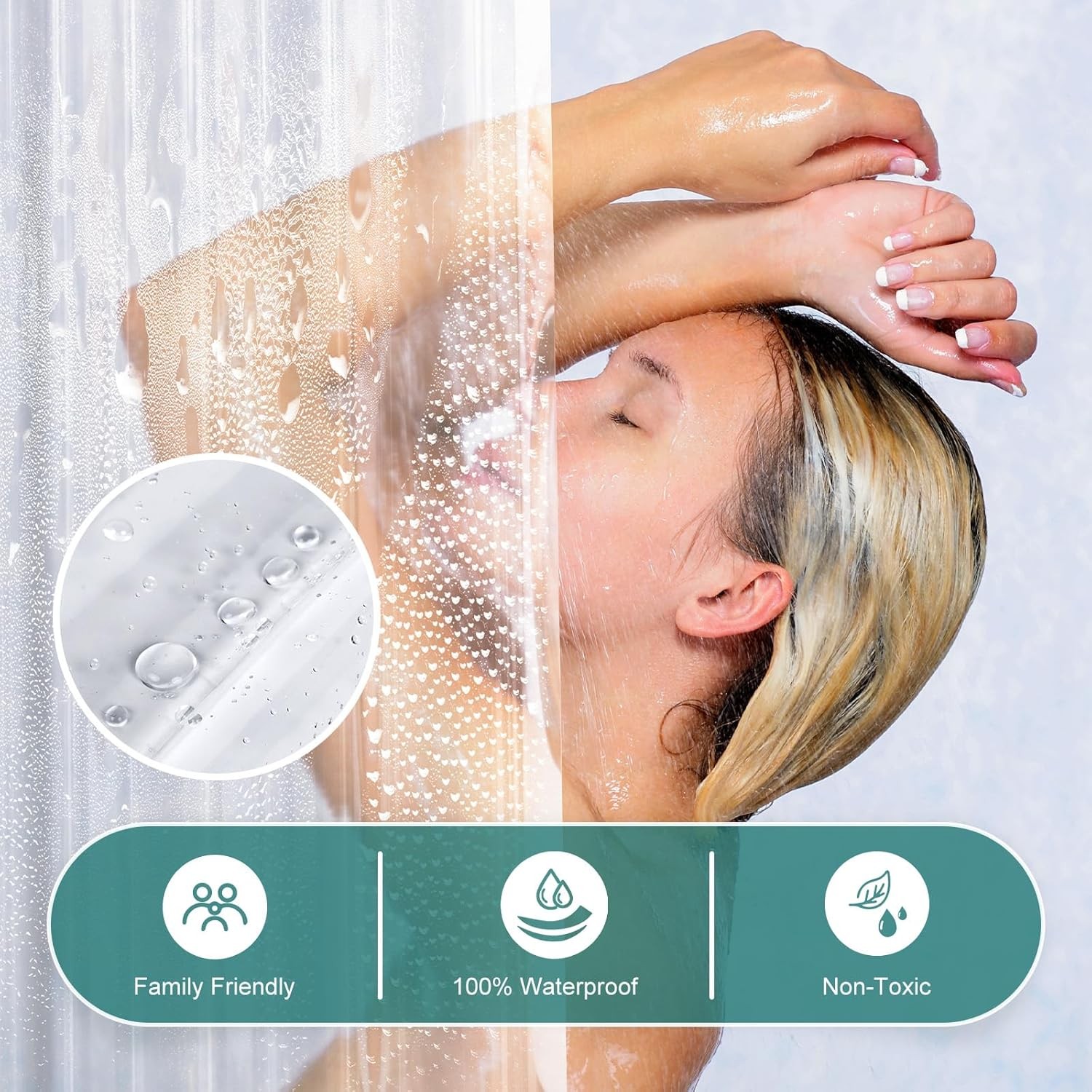 AmazerBath Heavy Duty Shower Curtain 72"W x 78"L (Pack of 1), Clear