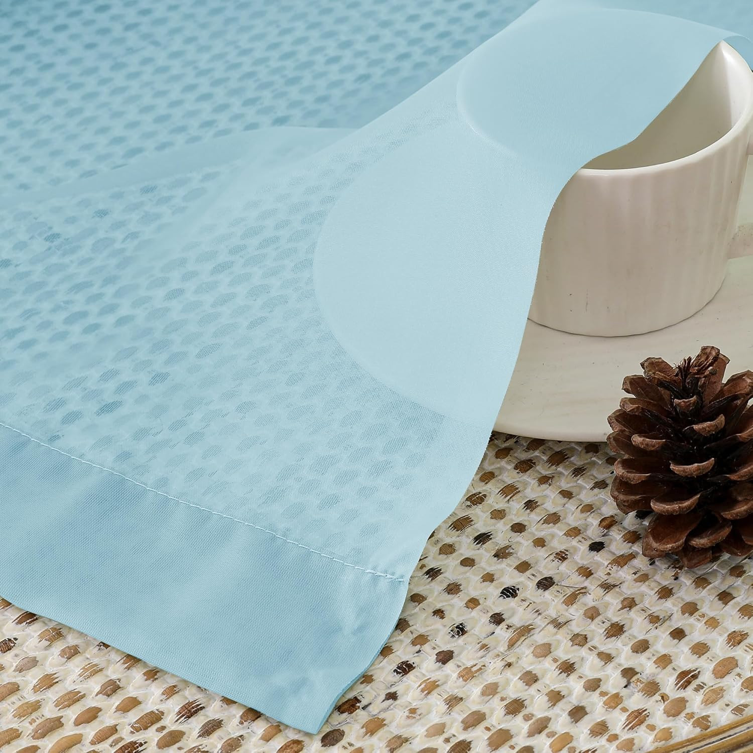 2 Pack Sky Blue Sheer Curtain Panels 84 Inch Light Filtering Voile Drapes