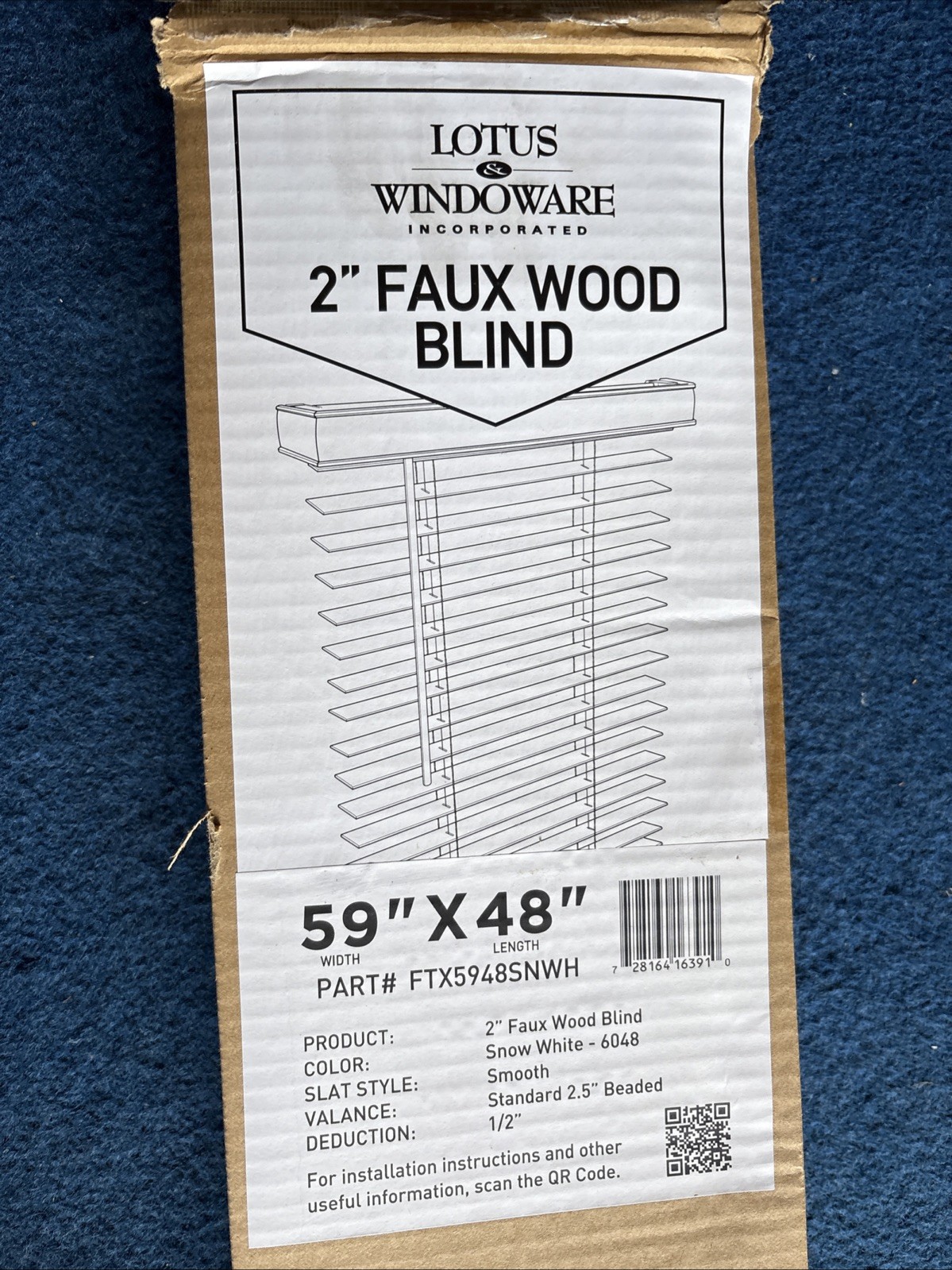 LOTUS & WINDOWARE Cordless Faux Wood Blinds, Snow White , 2 Inch