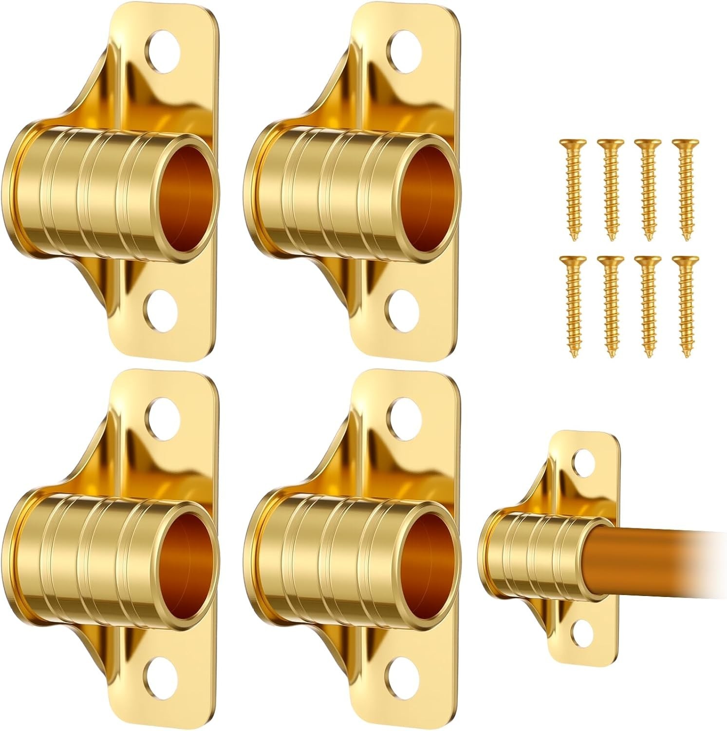 4 Pcs Outside Mount Curtain Rod Bracket 3/8″ Brass Bracket Set for 3/8″ Rodding